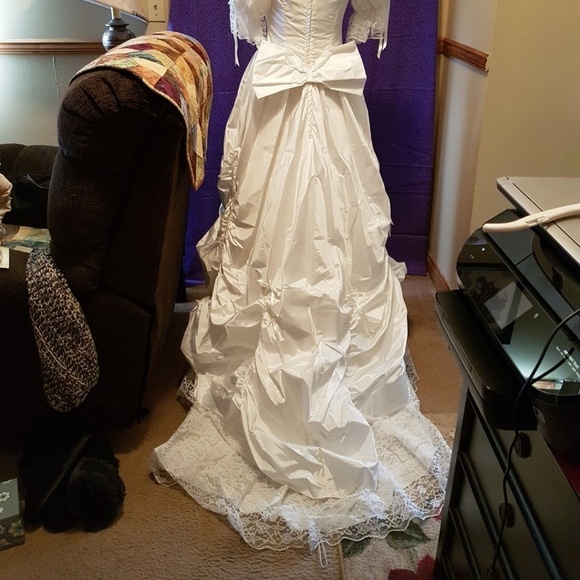 RARE Snow White Beads Ballroom Wedding Dress Princess Victorian Luxury Ball Gown - Picture 8 of 16